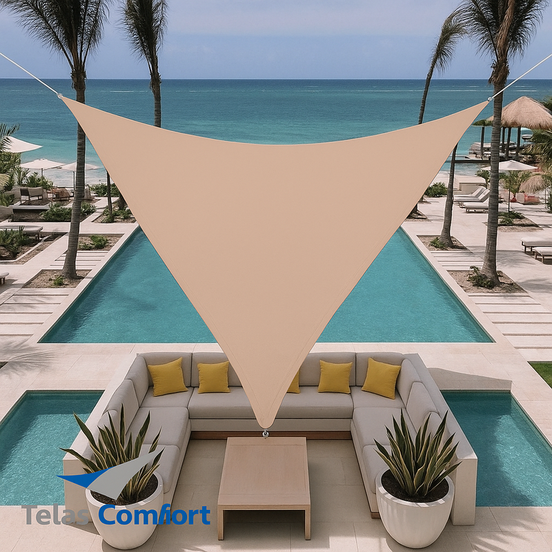 Vela Impermeável Triangular c/ Kit Instalação Telas Comfort